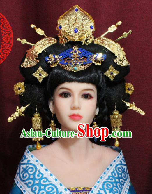 Chinese Ancient Palace Hair Accessories Handmade Tang Dynasty Imperial Consort Phoenix Coronet Hairpins for Women