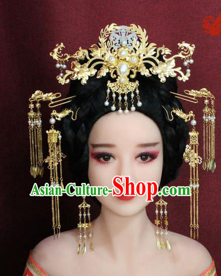 Chinese Ancient Imperial Consort Hair Accessories Tang Dynasty Empress Phoenix Coronet Hairpins for Women
