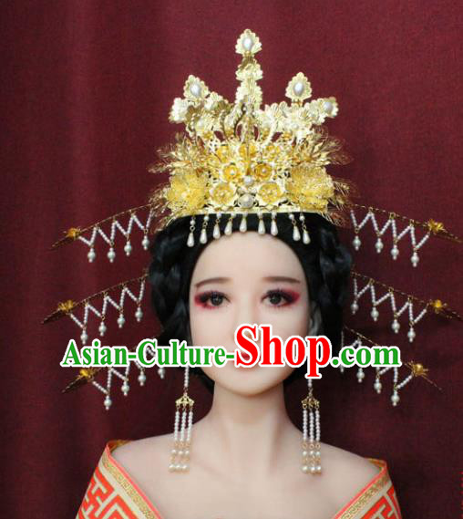 Chinese Ancient Handmade Hair Accessories Tang Dynasty Empress Phoenix Coronet Hairpins for Women