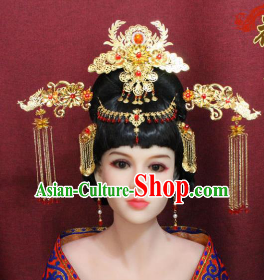 Chinese Handmade Tang Dynasty Princess Phoenix Coronet Ancient Palace Hair Accessories Hairpins for Women