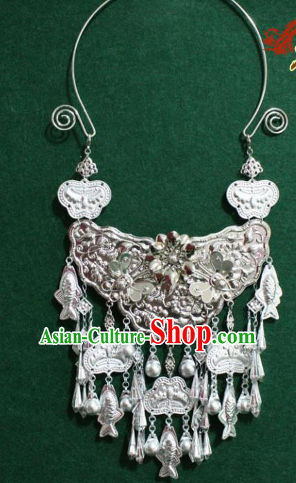 Asian Chinese Traditional Miao Nationality Carving Necklace for Women