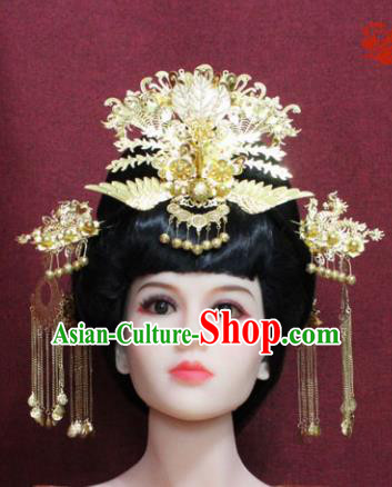 Chinese Handmade Phoenix Coronet Hairpins Ancient Imperial Consort Hair Accessories for Women