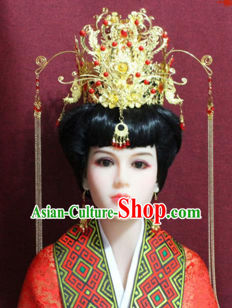Chinese Handmade Palace Hairpins Ancient Bride Phoenix Coronet Hair Accessories for Women