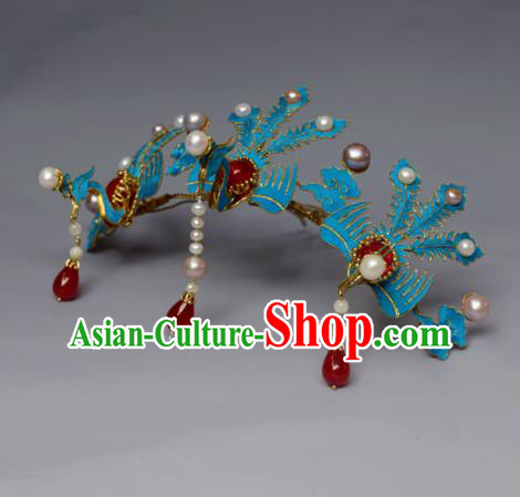 Chinese Ancient Qing Dynasty Phoenix Hair Comb Hair Accessories Handmade Hairpins for Women