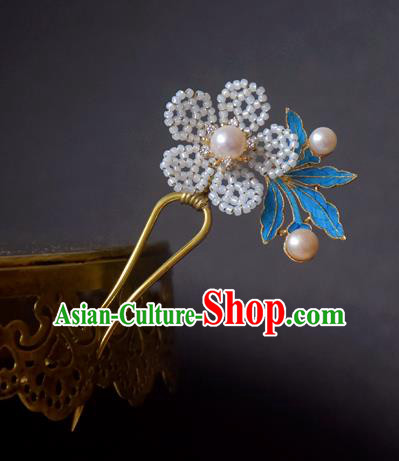 Chinese Handmade Princess Hanfu Hairpins Beads Flower Hair Clip Ancient Hair Accessories for Women