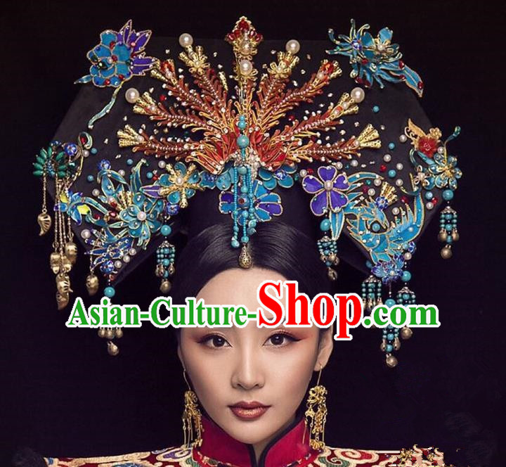 Chinese Handmade Qing Dynasty Queen Hairpins Ancient Phoenix Coronet Hair Accessories for Women