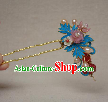 Chinese Qing Dynasty Agate Calabash Flowers Hairpins Hair Accessories Ancient Handmade Hanfu Hair Clip for Women
