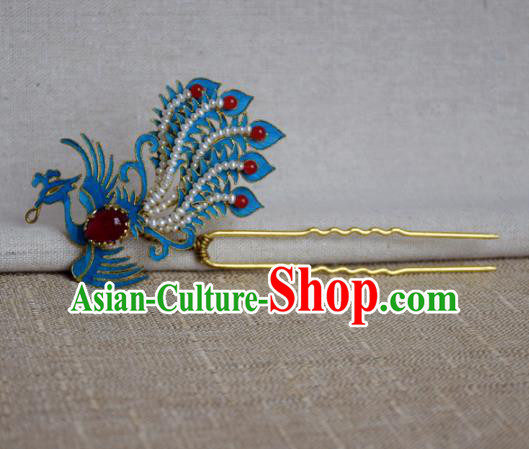 Chinese Handmade Qing Dynasty Palace Phoenix Hairpins Hair Accessories Ancient Hanfu Hair Clip for Women