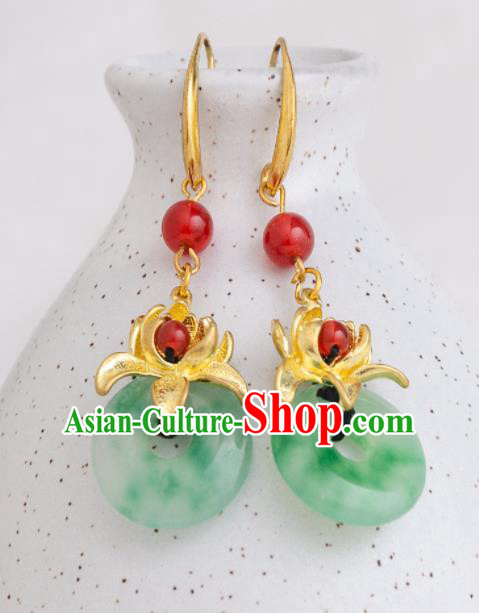 Asian Chinese Traditional Jewelry Accessories Hanfu Peace Buckle Earrings for Women