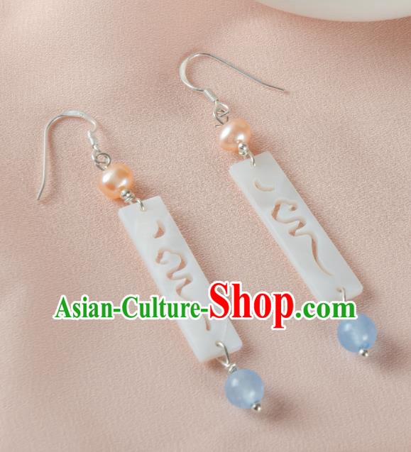 Asian Chinese Traditional Jewelry Accessories Hanfu Jade Earrings for Women