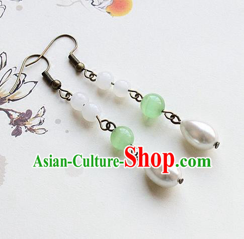 Asian Chinese Traditional Jewelry Accessories Hanfu Pearl Earrings for Women