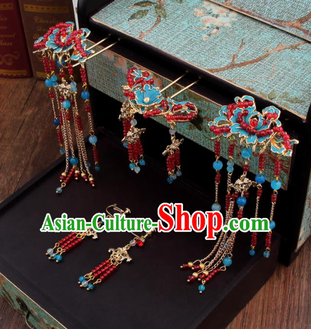 Chinese Handmade Ancient Hair Accessories Bride XiuHe Suit Hair Clips Hanfu Hairpins for Women