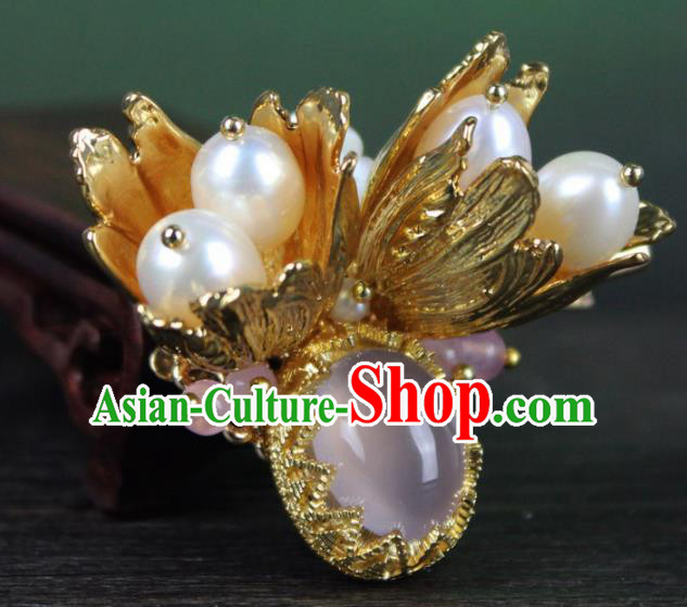 Chinese Ancient Handmade Palace Hanfu Hairpins Hair Accessories Pearls Hair Claw for Women