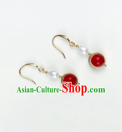 Top Grade Chinese Jewelry Accessories Wedding Hanfu Red Earrings for Women