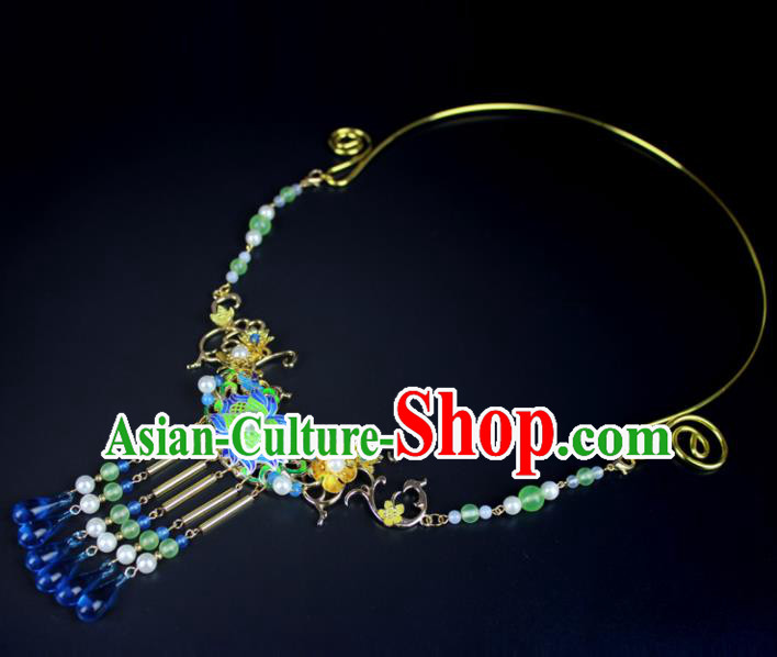 Top Grade Chinese Jewelry Accessories Wedding Hanfu Blueing Necklace for Women
