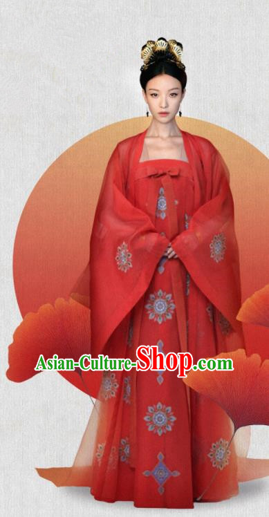 The Rise of Phoenixes Traditional Chinese Ancient Tang Dynasty Imperial Consort Costume Red Hanfu Dress for Women