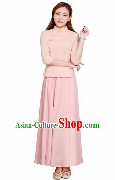 Chinese Ancient Bridesmaid Costumes Traditional Embroidered Champagne Qipao Blouse and Skirt for Women