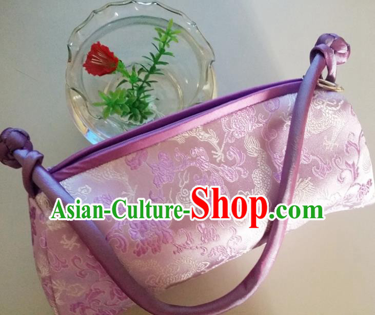 Traditional Chinese Brocade Bag Pink Silk Handbag for Women