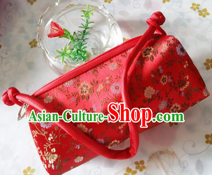 Traditional Chinese Brocade Bag Red Silk Handbag for Women
