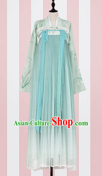 Chinese Ancient Costumes Traditional Tang Dynasty Princess Green Hanfu Dress for Women