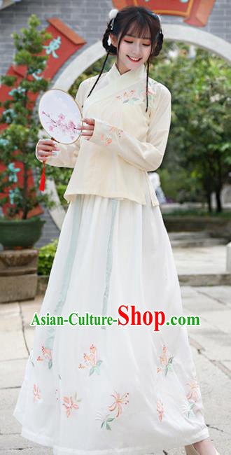 Chinese Traditional National Nobility Lady Costume Ancient Embroidered Hanfu Dress for Rich Women