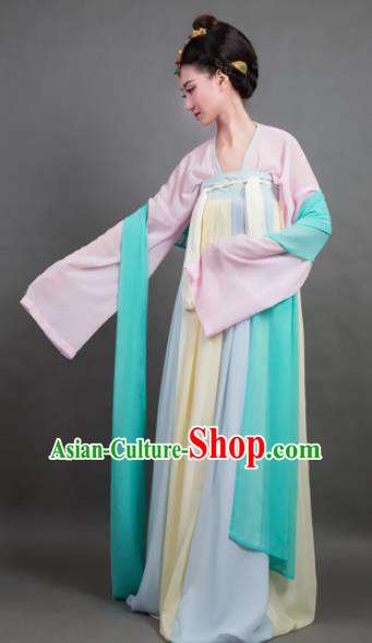 Traditional Chinese Tang Dynasty Maidenform Yellow Hanfu Dress Ancient Palace Princess Costume for Women