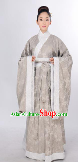 Traditional Chinese Han Dynasty Marquise Costume Ancient Taoist Nun Curving-Front Robe for Women