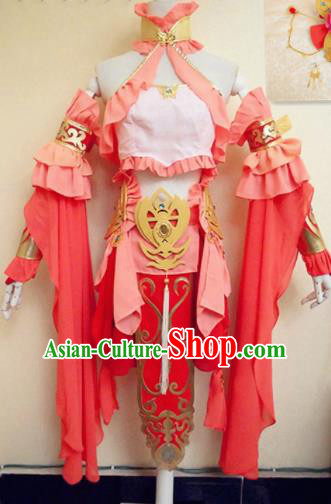 Asian Chinese Cosplay Female Warrior Knight Pink Costume Ancient Swordsman Clothing for Women