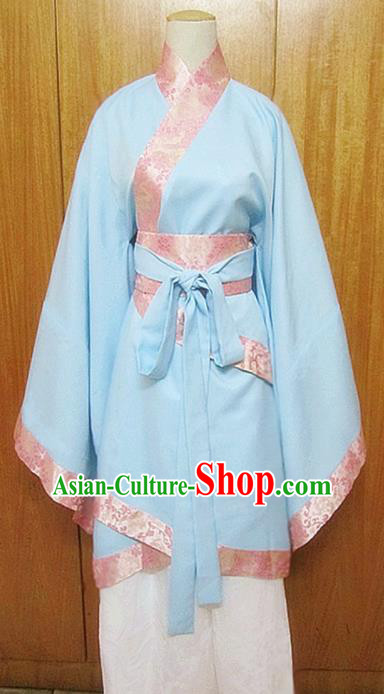 Traditional Chinese Han Dynasty Young Lady Blue Hanfu Dress Ancient Princess Costume for Women