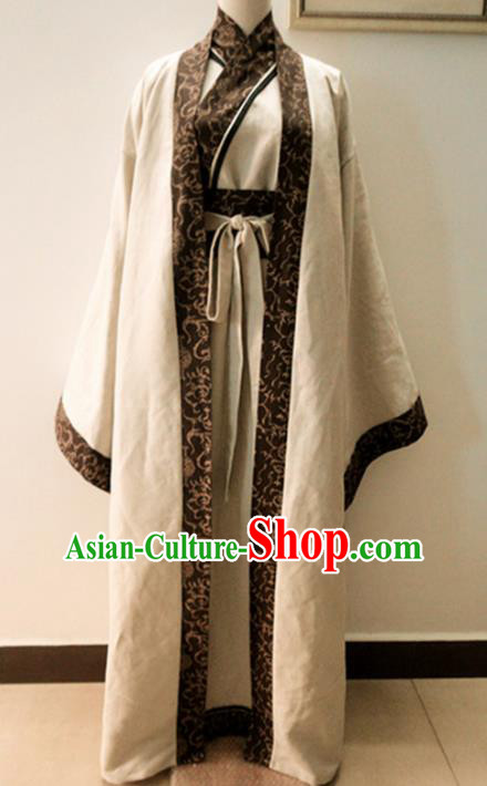 Chinese Traditional Han Dynasty Scholar Costumes Ancient Nobility Childe Robe for Men