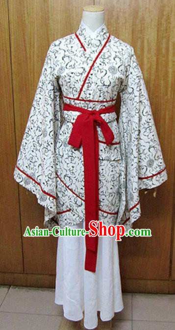 Traditional Chinese Han Dynasty Maidenform Curving-Front Robe Ancient Princess Fairy Costume for Women