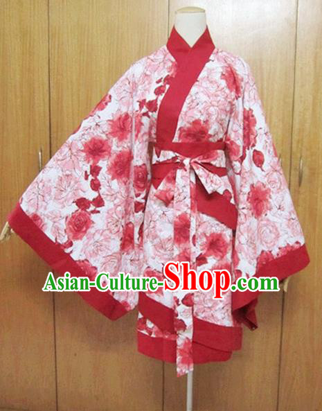 Traditional Chinese Han Dynasty Maidenform Red Curving-Front Robe Ancient Princess Costume for Women