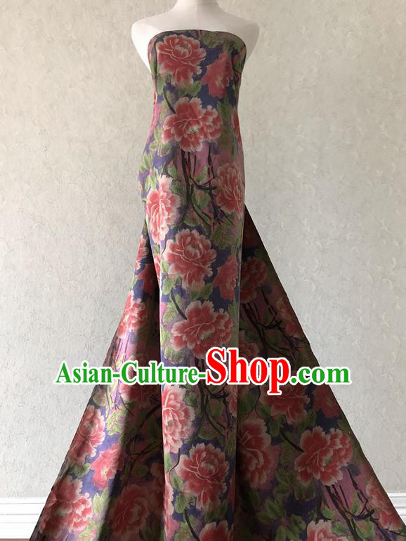 Asian Chinese Traditional Fabric Classical Peony Pattern Brocade Cloth Silk Fabric