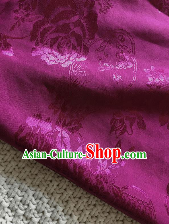 Asian Chinese Traditional Fabric Classical Pattern Rosy Brocade Cheongsam Cloth Silk Fabric