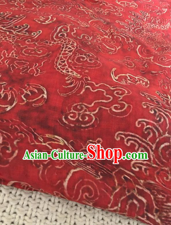 Asian Chinese Traditional Fabric Classical Dragon Pattern Red Brocade Cheongsam Cloth Silk Fabric