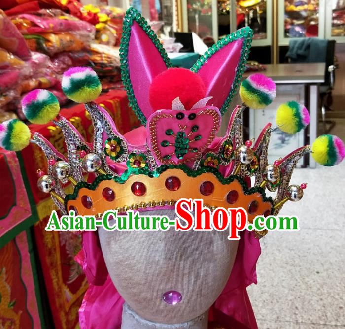 Traditional Chinese Beijing Opera Hair Accessories Female General Headwear Hat for Kids
