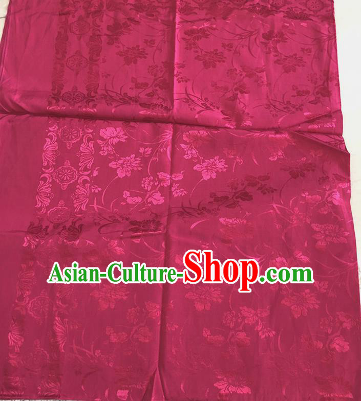 Asian Chinese Traditional Fabric Flowers Pattern Rosy Brocade Cloth