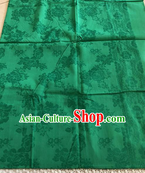 Asian Chinese Traditional Fabric Peony Pattern Deep Green Brocade Cloth Silk Fabric