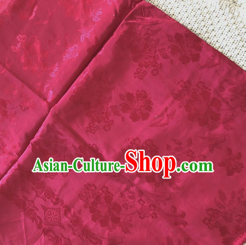 Asian Chinese Traditional Fabric Palace Peony Pattern Rosy Brocade Cloth Silk Fabric