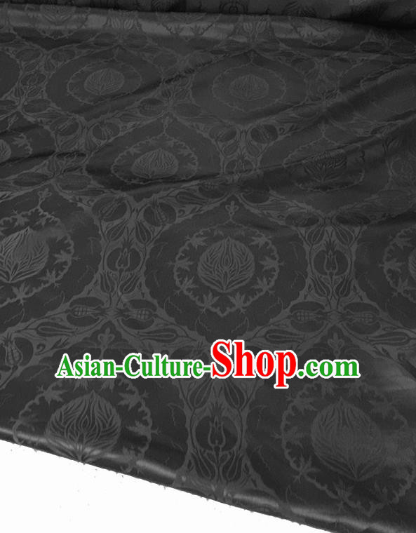 Asian Chinese Traditional Black Silk Fabric Royal Pattern Brocade Cheongsam Cloth Silk Fabric