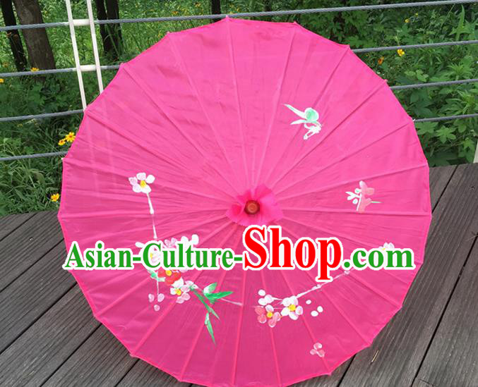 Traditional Chinese Folk Dance Umbrella Rosy Oil-Paper Umbrella for Women