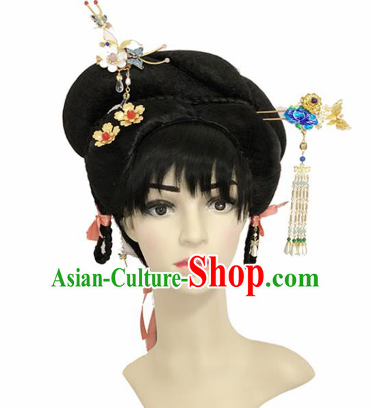 Chinese Ancient Princess Hair Accessories Beijing Opera Palace Lady Hairpins and Wigs for Women