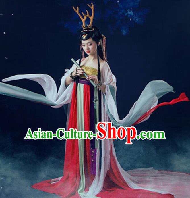 Chinese Cosplay Tang Dynasty Princess Embroidered Costume Ancient Fairy Hanfu Dress for Women