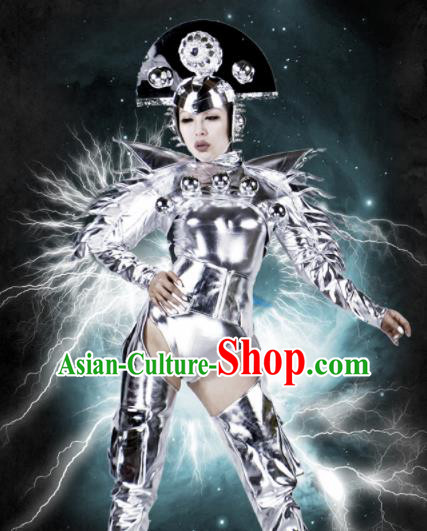 Professional Stage Performance Costume Halloween Cosplay Alien Clothing and Headwear for Women