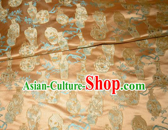 Chinese Traditional Silk Fabric Cheongsam Tang Suit Brocade Vase Pattern Cloth Material Drapery