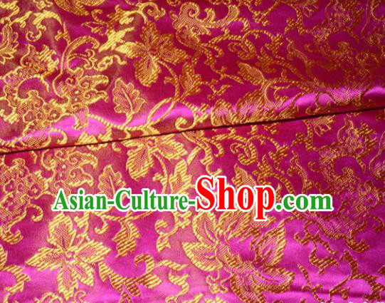 Chinese Traditional Rosy Silk Fabric Cheongsam Tang Suit Brocade Palace Pattern Cloth Material Drapery