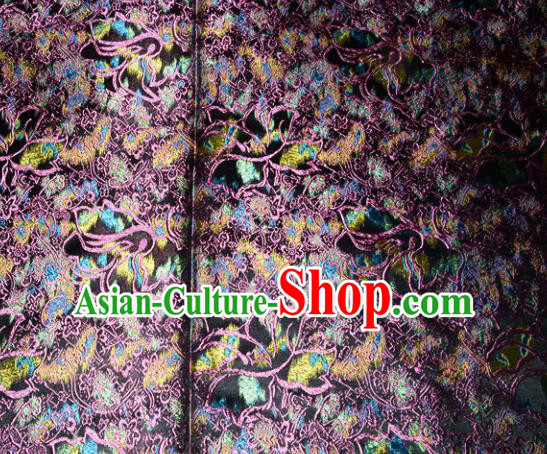 Chinese Traditional Silk Fabric Tang Suit Brocade Cheongsam Classical Purple Pattern Cloth Material Drapery