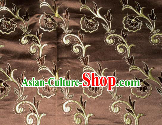 Chinese Traditional Brown Silk Fabric Tang Suit Brocade Cloth Cheongsam Material Drapery