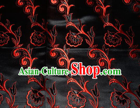 Chinese Traditional Black Silk Fabric Tang Suit Brocade Cloth Cheongsam Material Drapery
