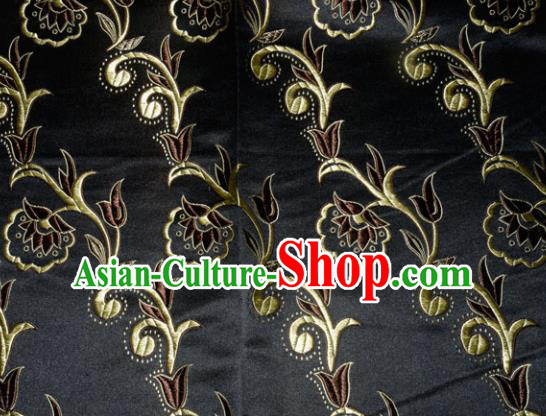 Chinese Traditional Silk Fabric Tang Suit Black Brocade Cloth Cheongsam Material Drapery